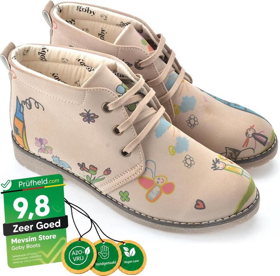 GOBY Kids Drawing Enkellaarsjes Damesboots Laarzen Hoge kwaliteit Handmade - Foto 2