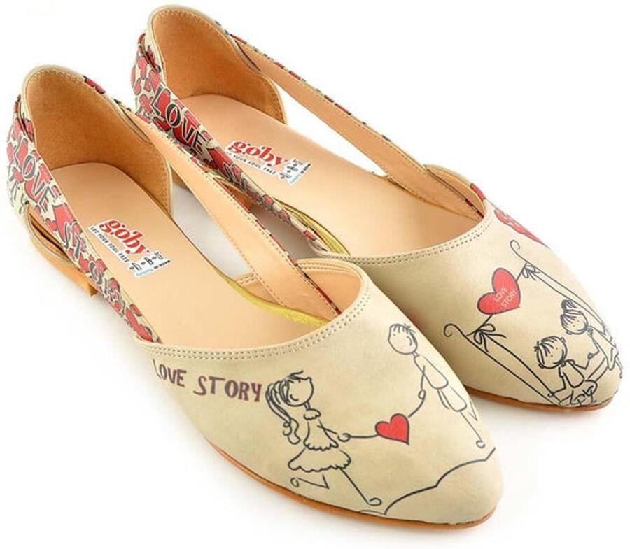 GOBY Love Story Slingback Ballerina s Handmade Vegan Leer Dames
