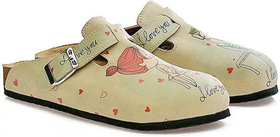 GOBY Love You Dames Clogs Handmade Vegan Leer