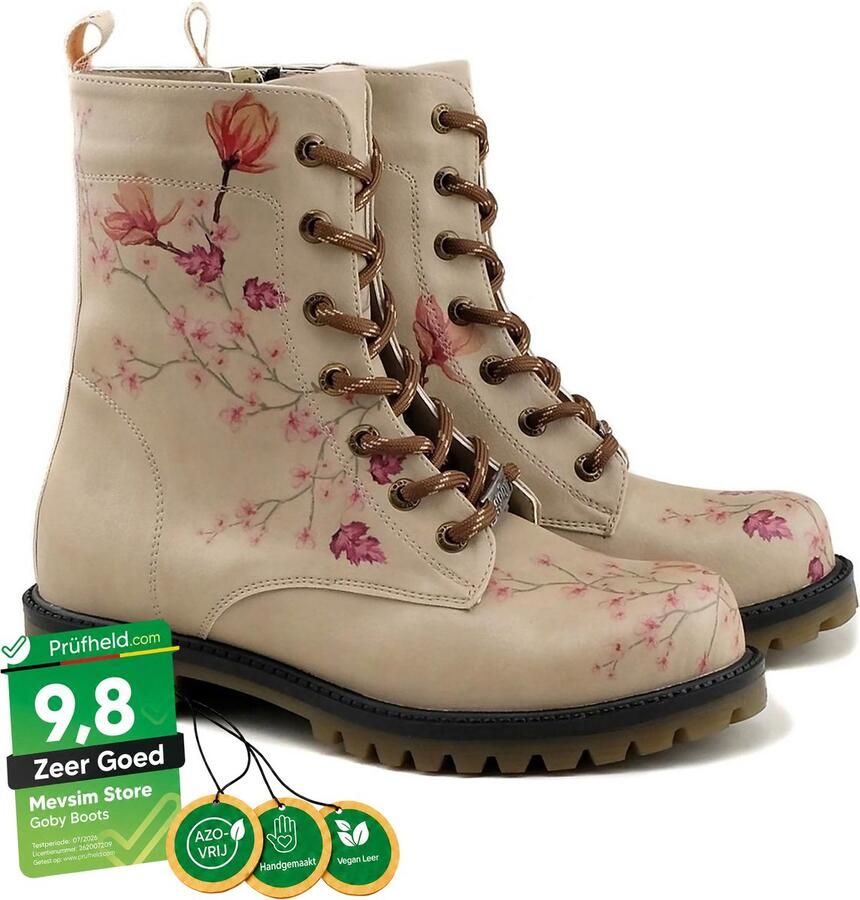GOBY Flowers Enkellaarsjes Damesboots Handmade Premium Kwaliteit - Foto 2