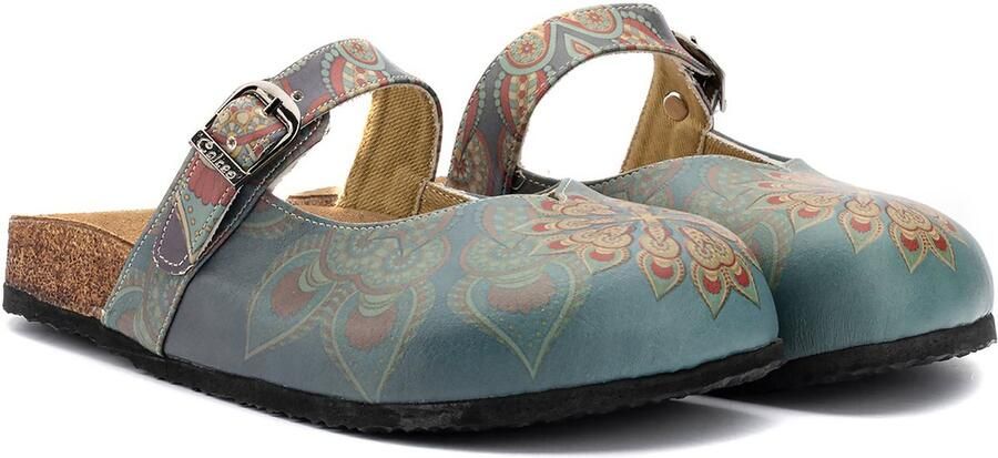 GOBY Bohem Slippers Slipper Klompen Hoge kwaliteit Handmade Bloemenprint - Foto 2