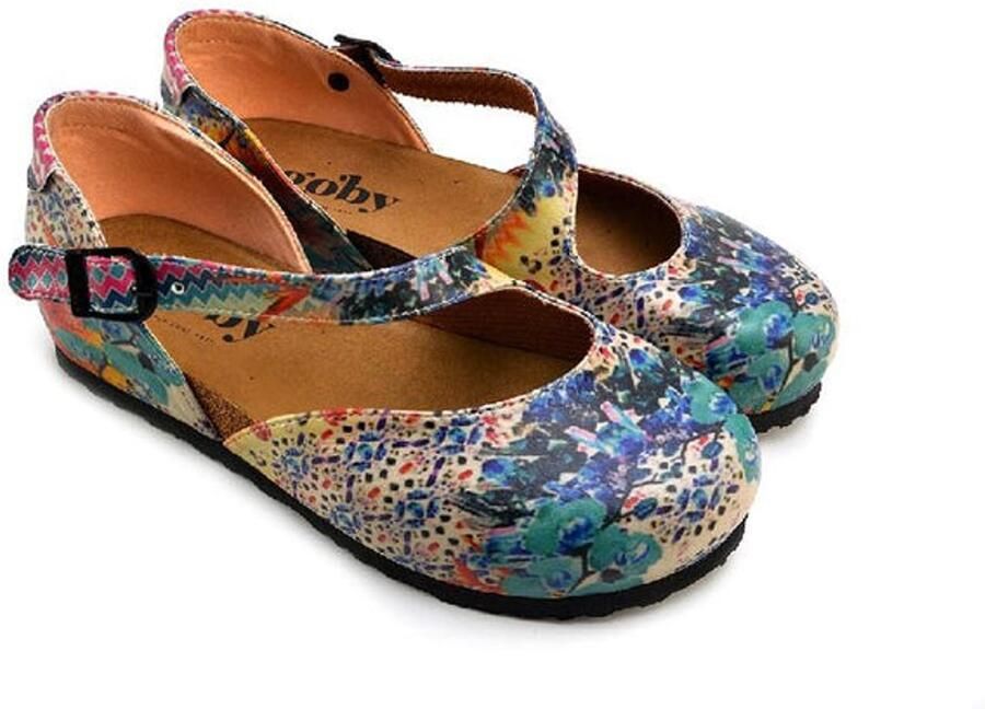 GOBY Mary Jane Dames Schoenen Kleurrijk Bloem Design
