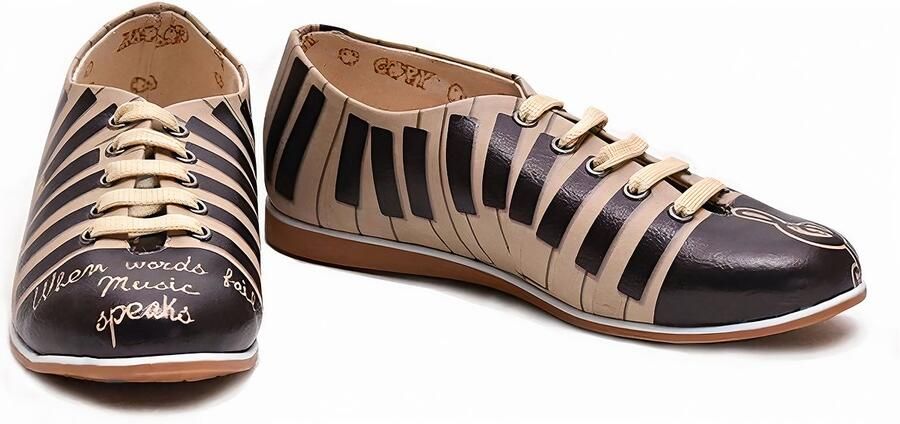 GOBY Melody Steps Dames Veterschoenen met Pianoprint