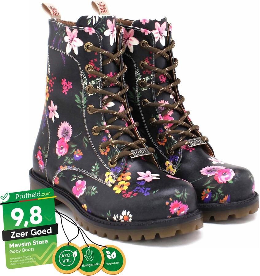 GOBY Flower Town Enkellaarsjes Damesboots Handgemaakt Premium Kwaliteit - Foto 2