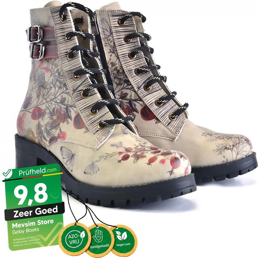 GOBY Nature Elegance Dames Veterboots Handgemaakt Vegan Leer - Foto 2