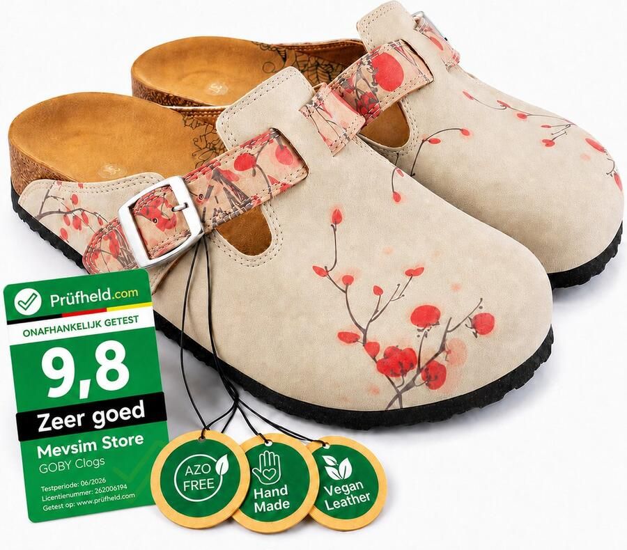 GOBY Clogs Bloemen Op Tak Gekleurd Patroon Hoge kwaliteit Handmade - Foto 2
