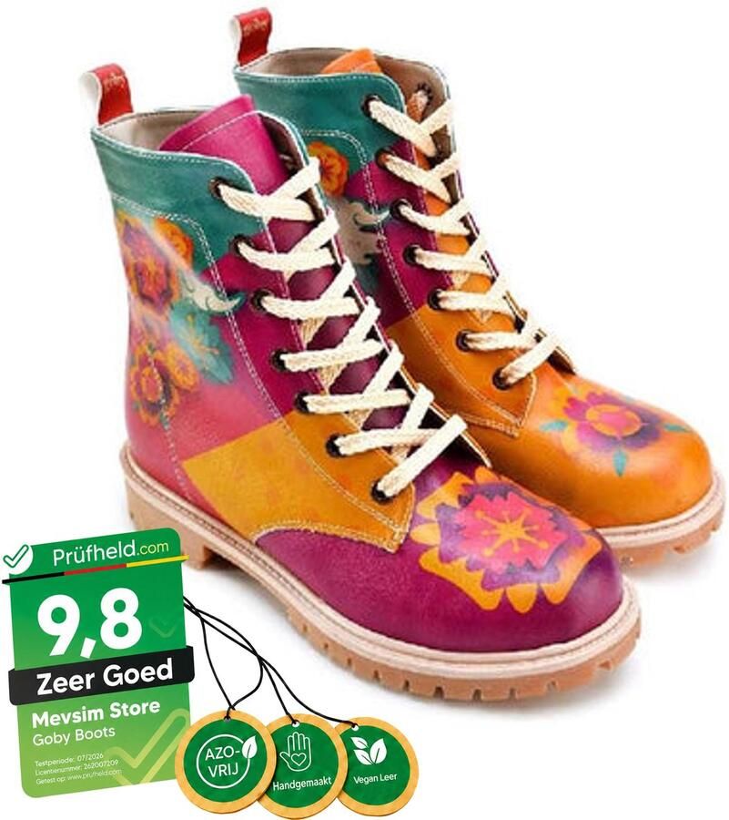 GOBY Pink Sunset Dames Laarzen Handmade Vegan Leer - Foto 2