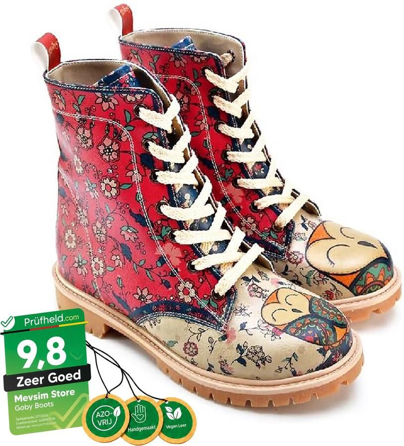 GOBY Redlove Boots Laars Laarzen Damesboots Dames laarzen Longboots Handmade Bloemenprint - Foto 3