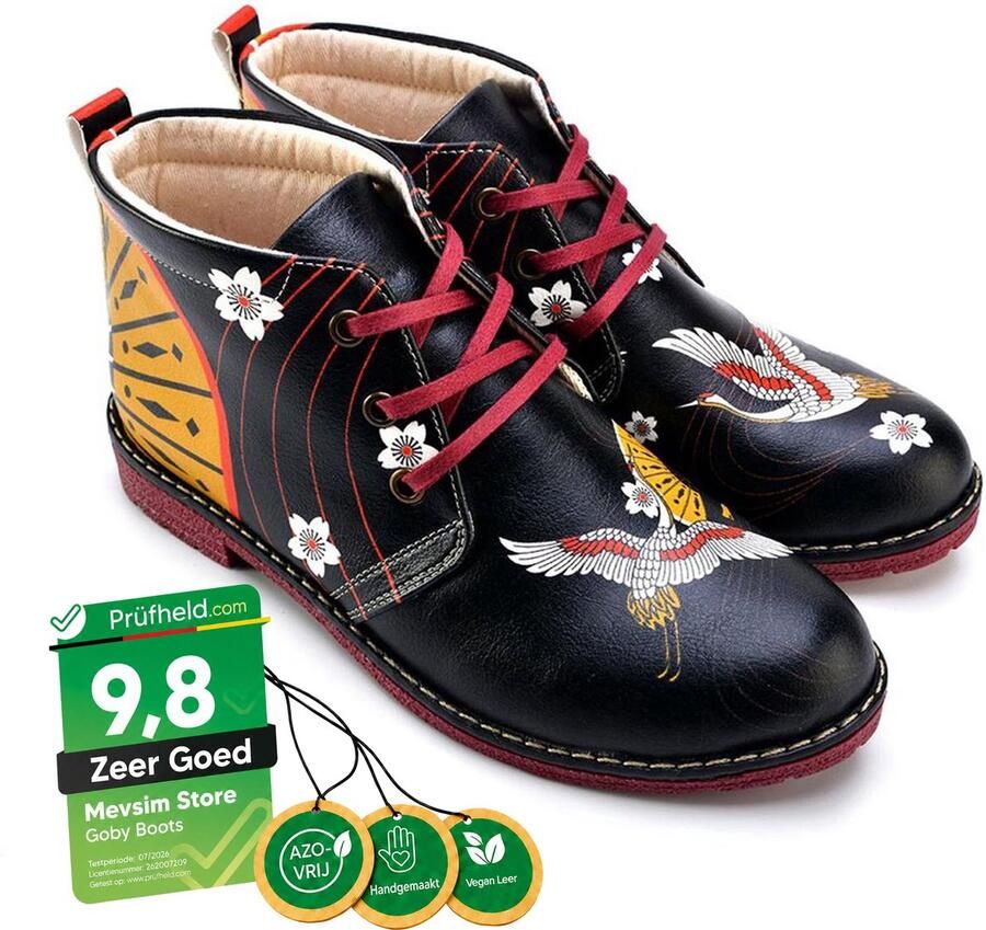 GOBY Rising Crane Enkel Laarzen Handmade Vegan Leer Damesboots - Foto 2