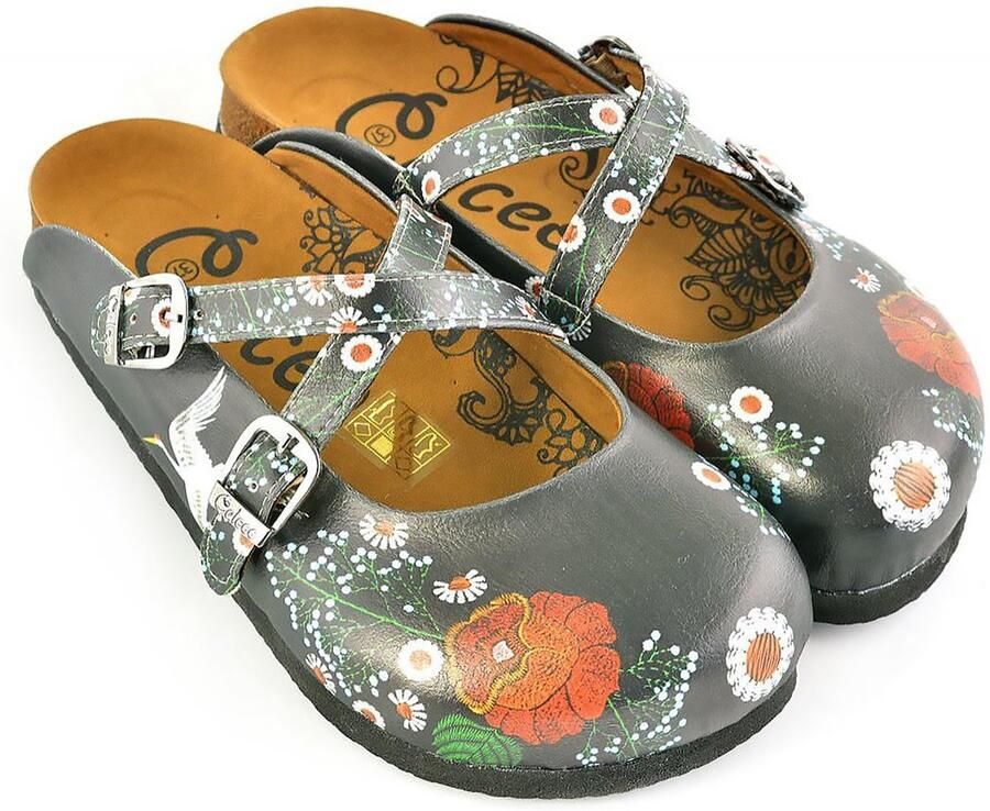 GOBY Clogs met Bloemenprint Handgemaakt Premium Kwaliteit
