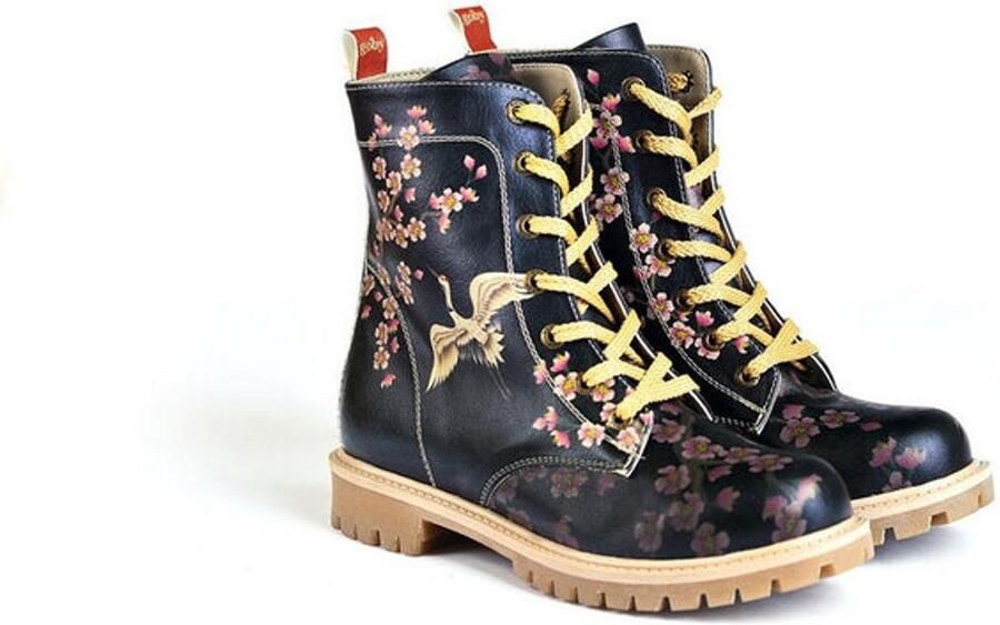 GOBY Sakura Bird Dames Veterboots Vegan Leer Handgemaakt