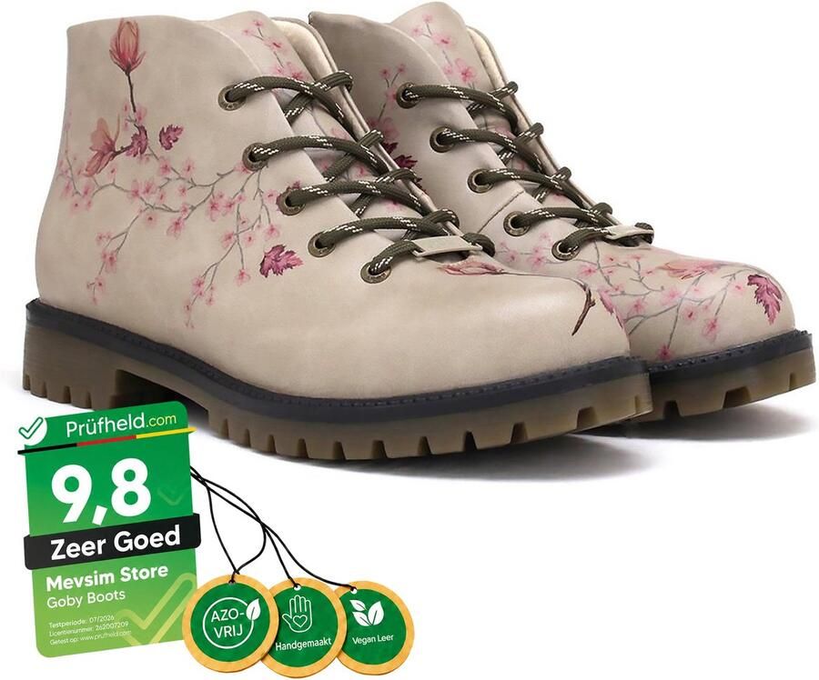GOBY Sakura Boots Dames Veterboots Vegan Leer Handgemaakt