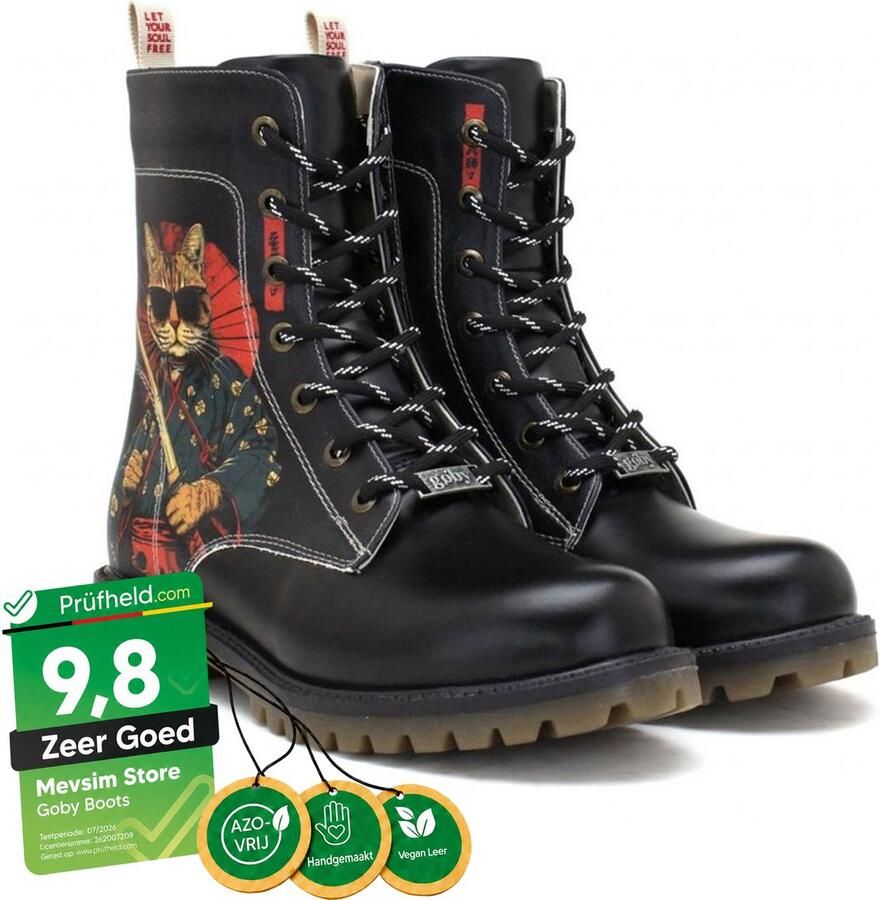 GOBY Samurai Cat Dames Boots Handmade en Vegan Stoer en Origineel - Foto 2