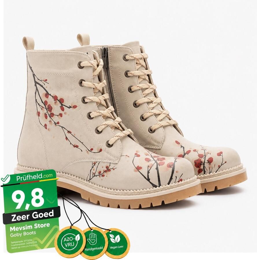 GOBY Sanko Ankle Boots Laars Laarzen Damesboots Dames laarzen Enkel laarzen Handmade Bloemenprint - Foto 4