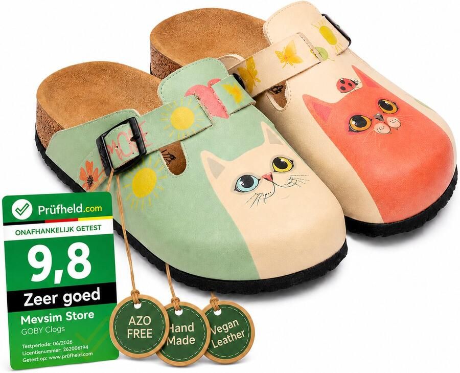 GOBY Sunny Paws Dames Clogs Muilen Vegan Handmade