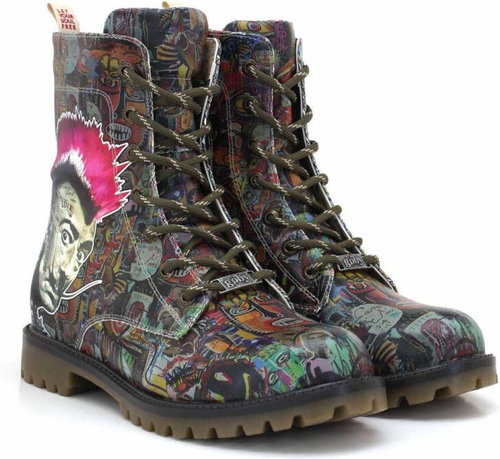 GOBY Graffiti Rebel Boots Dames Veterboots Vegan Leer Handgemaakt