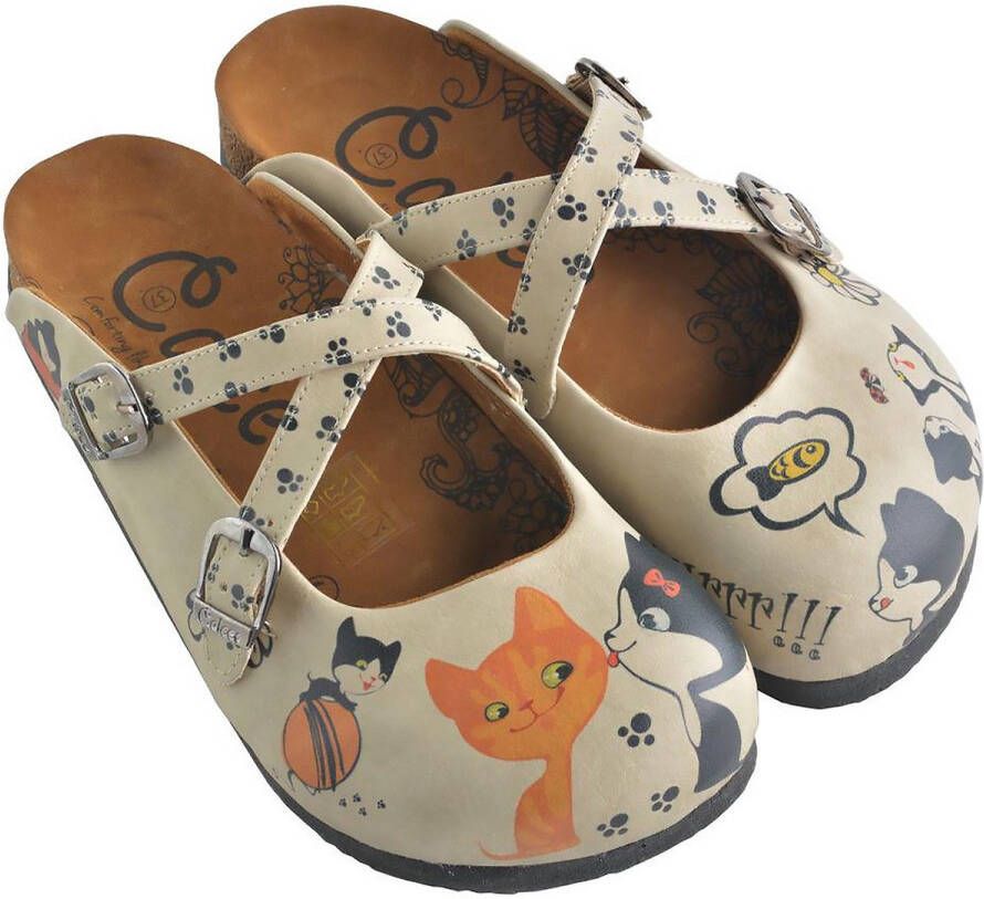 GOBY Cat Parade Dames Clogs Handgemaakt Kattenprint
