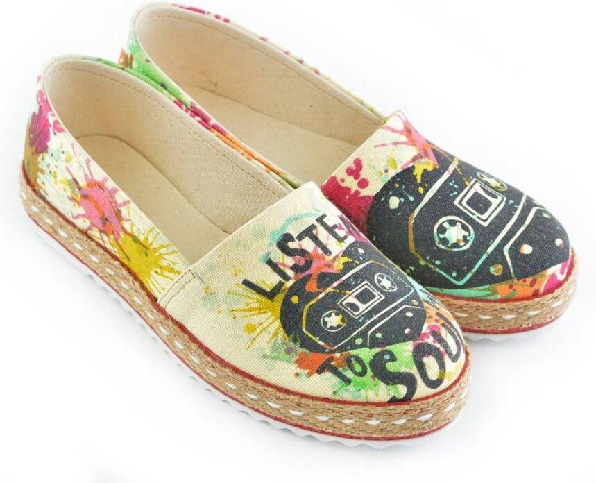 GOBY Listen To Soul Instappers Dames Canvas Handgemaakt