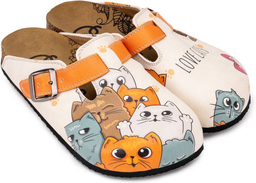 GOBY Love Cats Dames Clogs Vegan Handmade