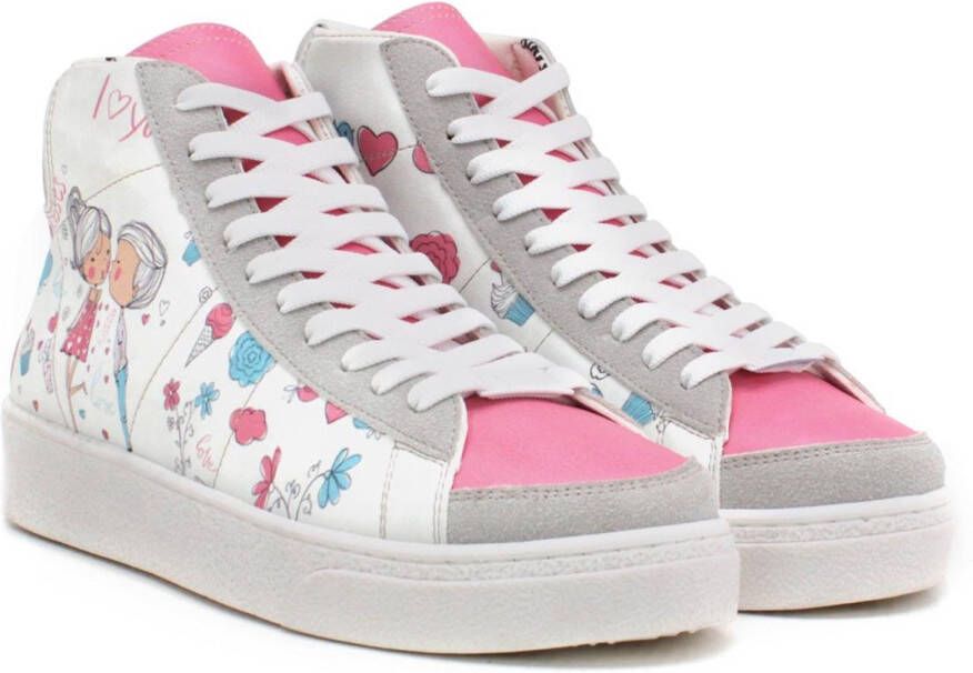 GOBY Love Story Sneakers Vegan Leer Handgemaakt Liefdes en Bloemen Design