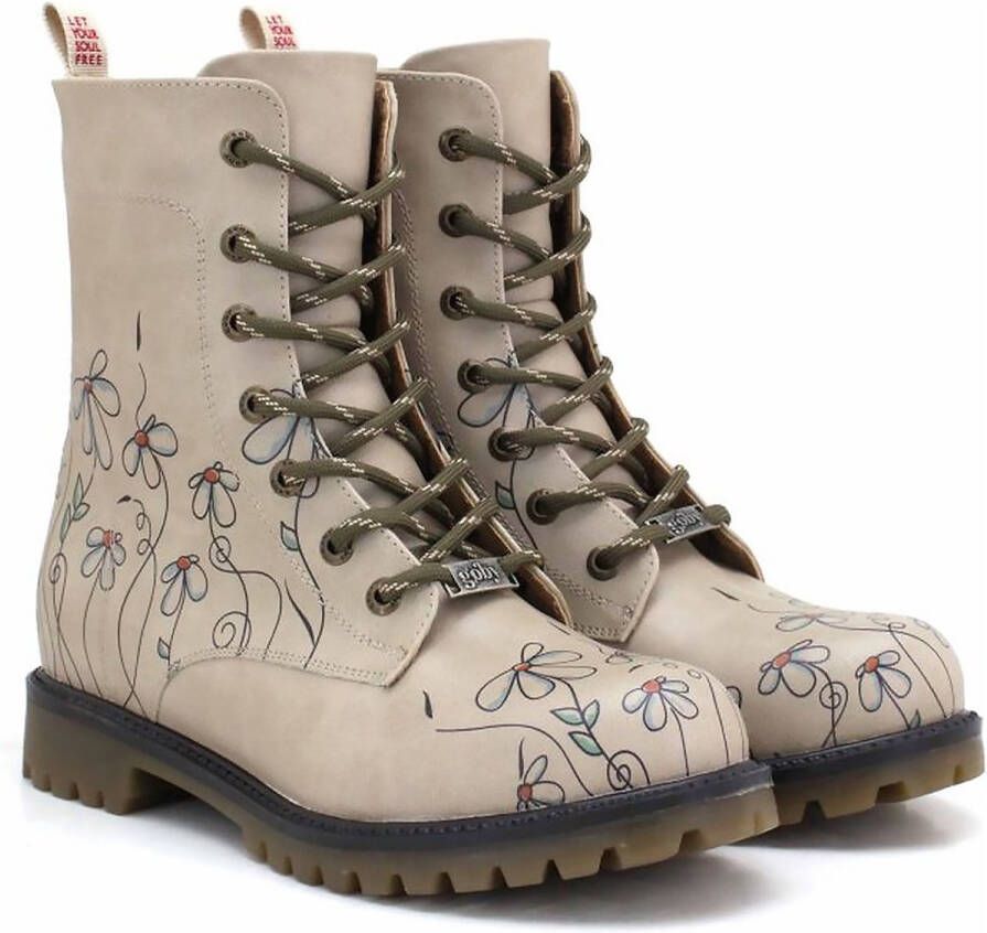 GOBY Lovely Daisies Laarzen Damesboots Handgemaakt Premium Kwaliteit