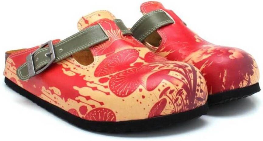 GOBY Magic Mushrooms Clogs Handmade Vegan Leer Dames
