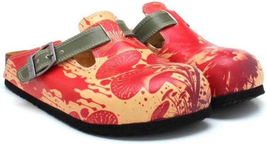 GOBY Magic Mushrooms Clogs Handmade Vegan Leer Dames