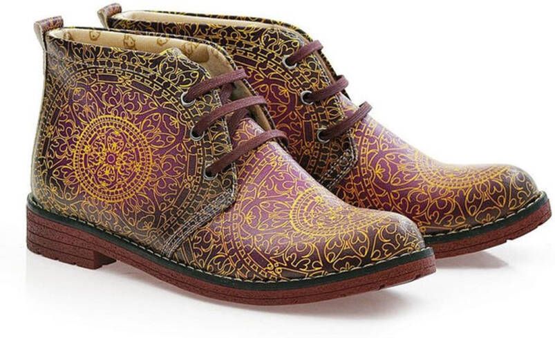 GOBY Mandala Dream Dames Enkellaars Handmade Vegan Leer