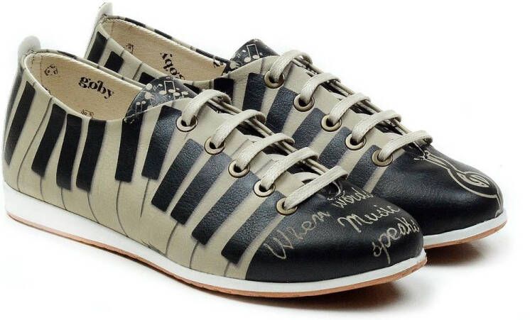 GOBY Melody Steps Dames Veterschoenen met Pianoprint