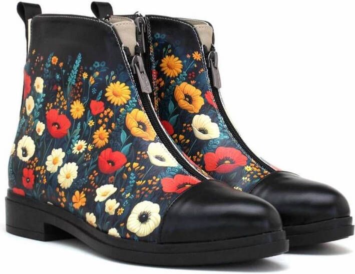 GOBY Midnight Garden Boots Dames Enkellaarsjes Vegan Leer Handgemaakt