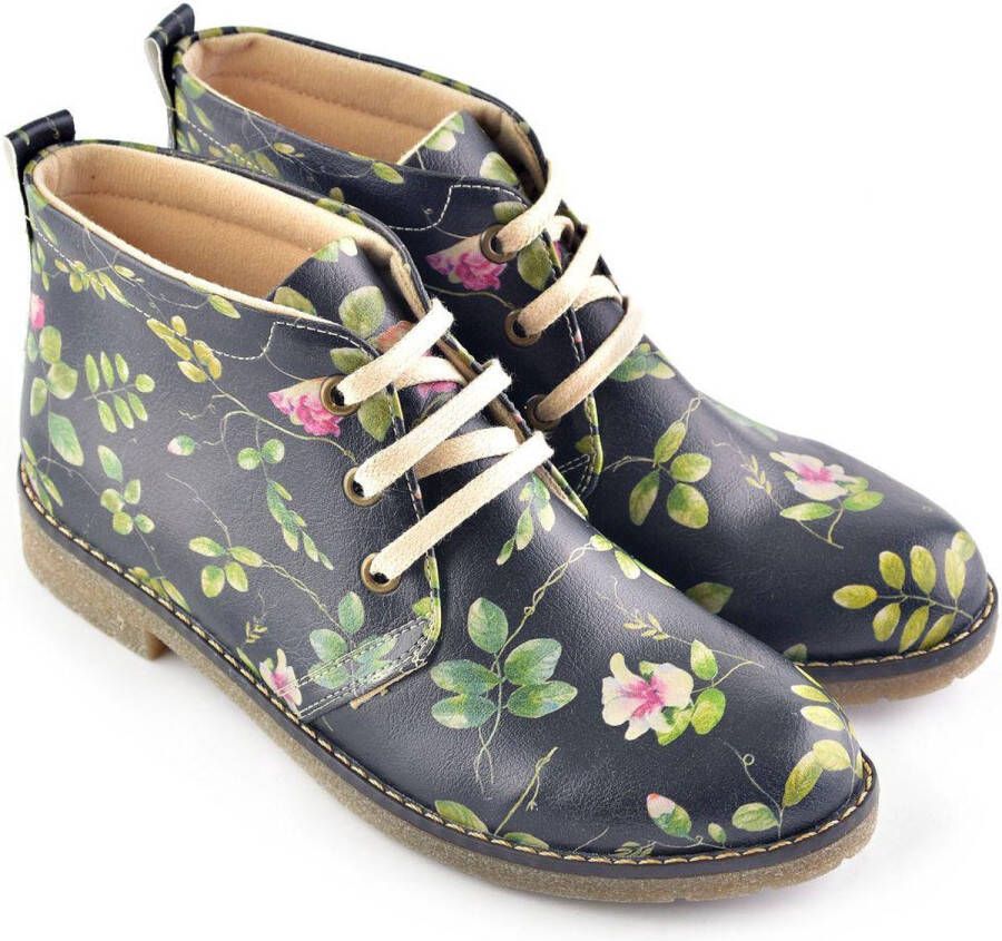 GOBY Midnight Garden Enkel Laarzen Handmade Vegan Damesboots