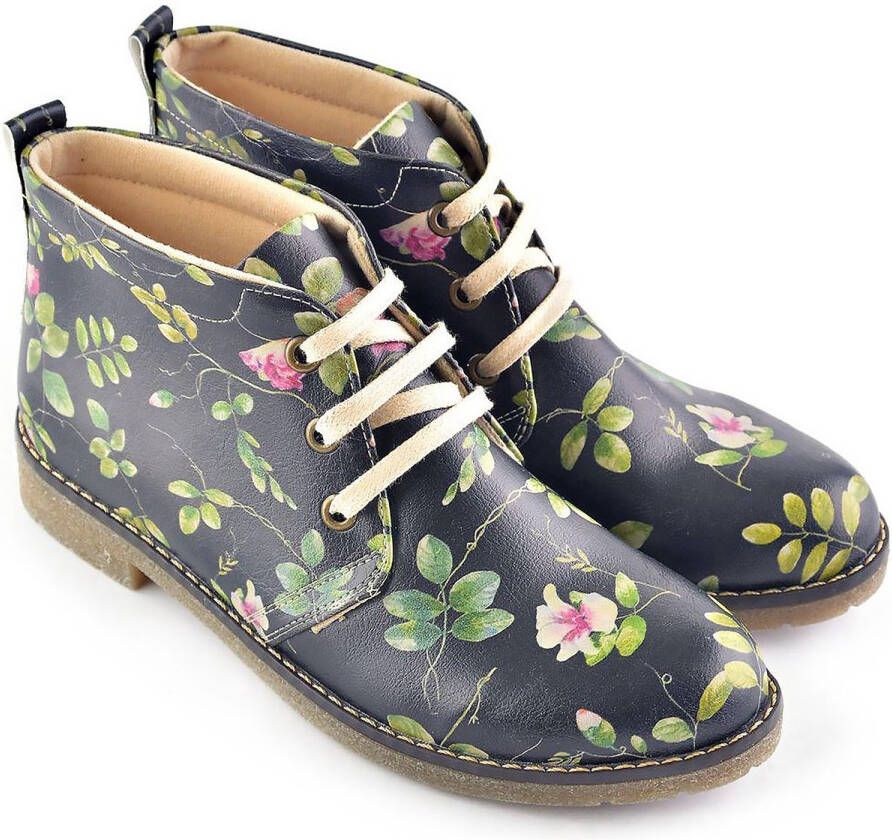 GOBY Midnight Garden Enkel Laarzen Handmade Vegan Damesboots