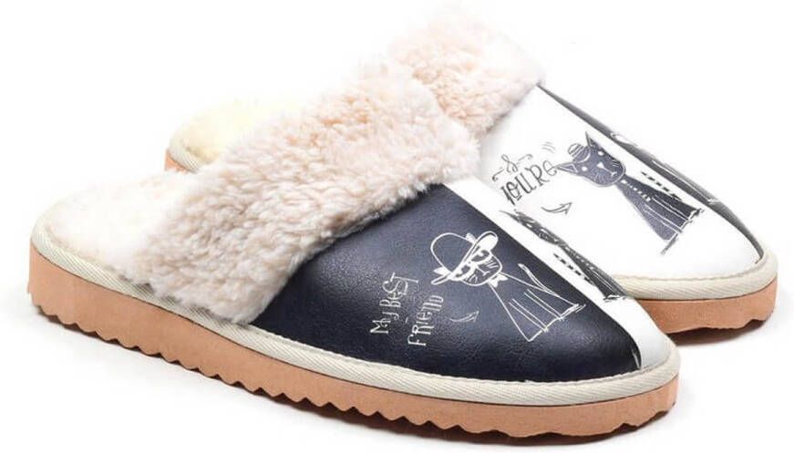 GOBY Monochrome Cat Sloffen Vegan Leer Handgemaakt