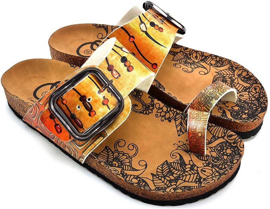 GOBY Orange Pattern Slipper Handgemaakt Premium Kwaliteit