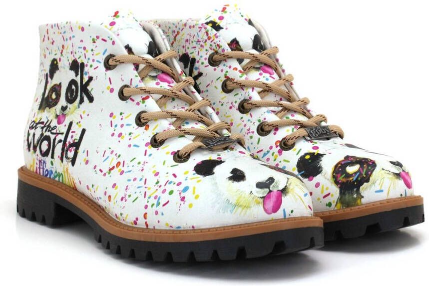 GOBY Panda Boots Dames Veterboots Vegan Leer Handgemaakt