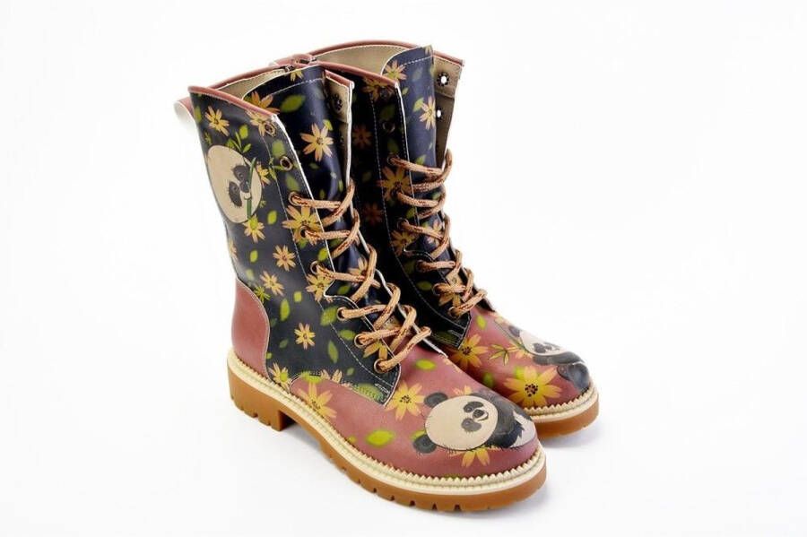 GOBY Panda Garden Dames Laarzen Handmade Vegan Leer