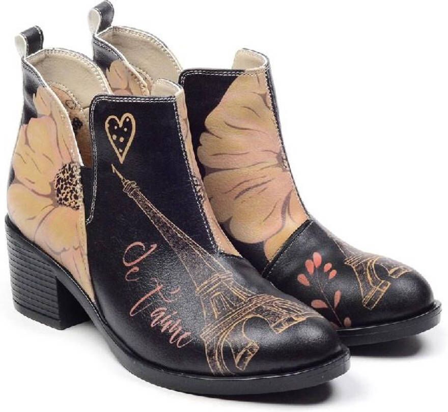 GOBY Parisian Love Dames Enkellaarsjes Handgemaakt Vegan Leer