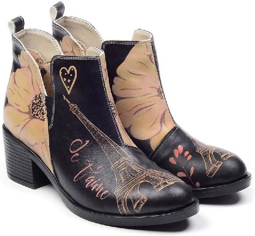 GOBY Parisian Love Dames Enkellaarsjes Handgemaakt Vegan Leer