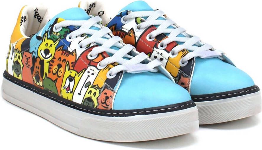 GOBY Paws & Whiskers Dames Sneakers Speelse Dierenprint