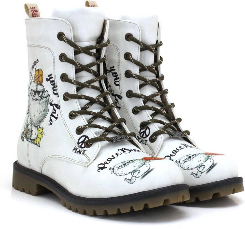 GOBY Peace Biscuit Boots Dames Lange Veterboots Vegan Leer Handgemaakt