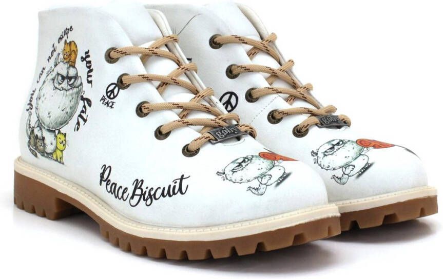 GOBY Peace Biscuit Boots Dames Veterboots Vegan Leer Handgemaakt