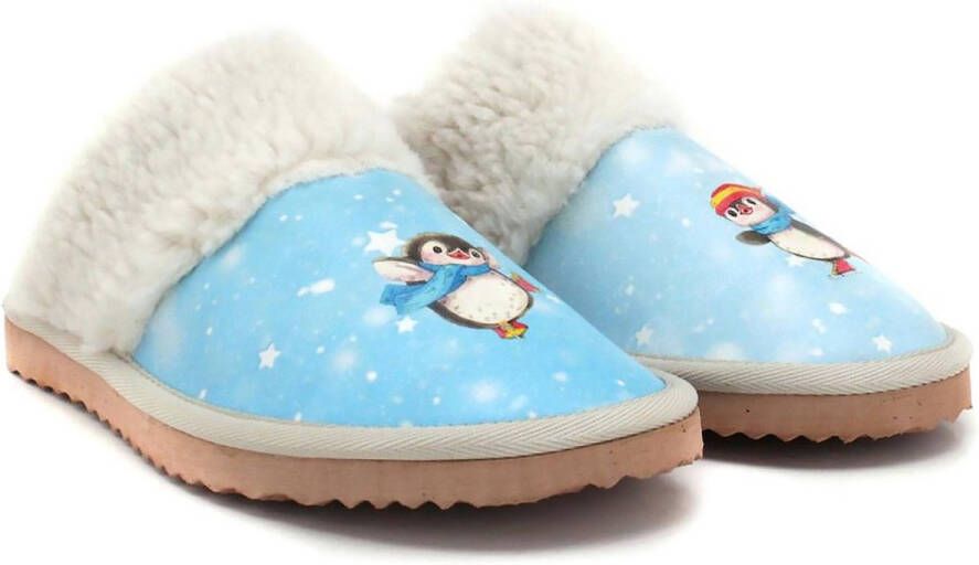 GOBY Penguin Bliss Dames Sloffen Vegan Leer Handgemaakt