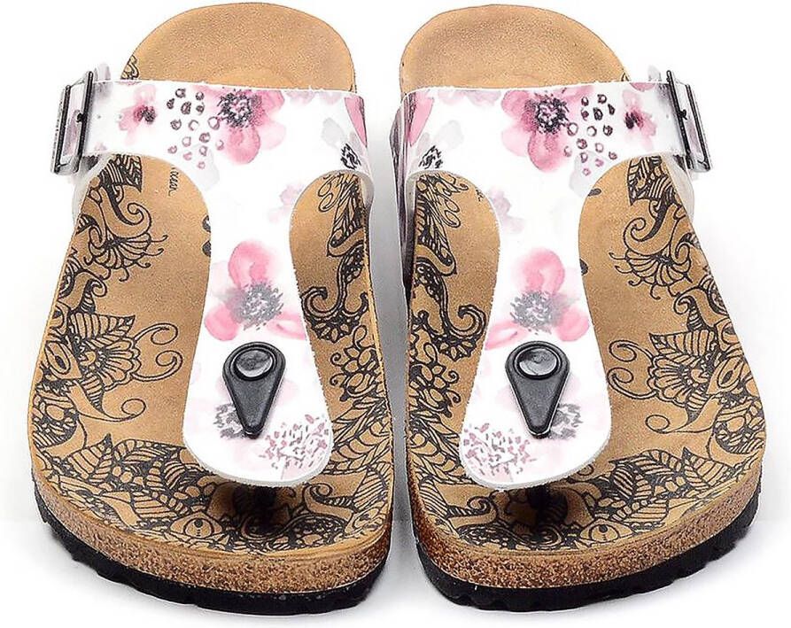GOBY Pink Flowers Slippers Sandalen -Hoge kwaliteit Handmade