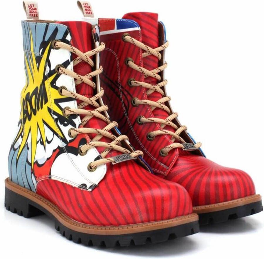 GOBY Pop Kick Dames Laarzen Unieke Pop-Art Stijl Comfortabele Veterschoenen