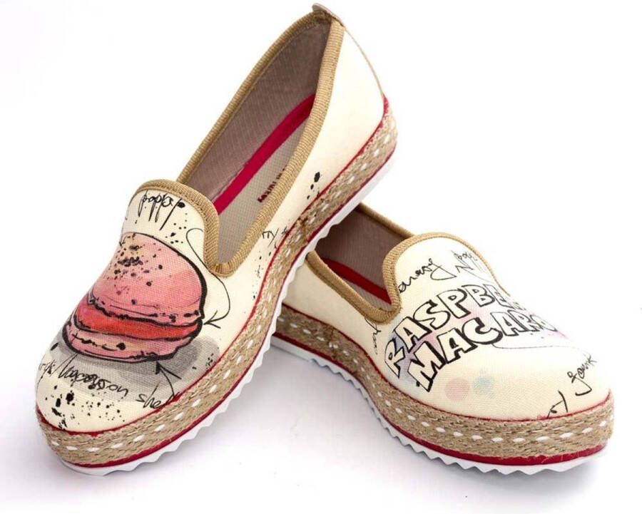 GOBY Raspberry Macaron Dames Ballerina's Instappers Handmade Vegan