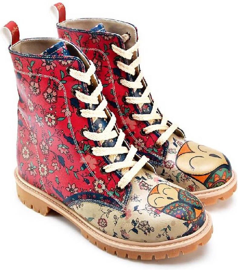 GOBY Redlove Boots Laars Laarzen Damesboots Dames laarzen Longboots Handmade Bloemenprint