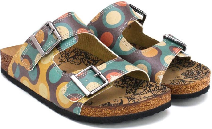 GOBY Retro Circles Dames Sandalen Vegan Handmade