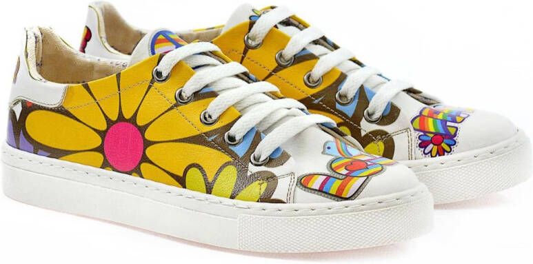 GOBY Retro Flower Sneakers Vegan Leer