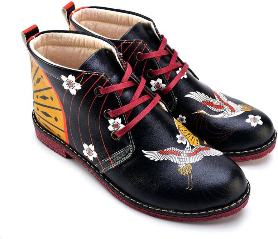 GOBY Rising Crane Enkel Laarzen Handmade Vegan Leer Damesboots
