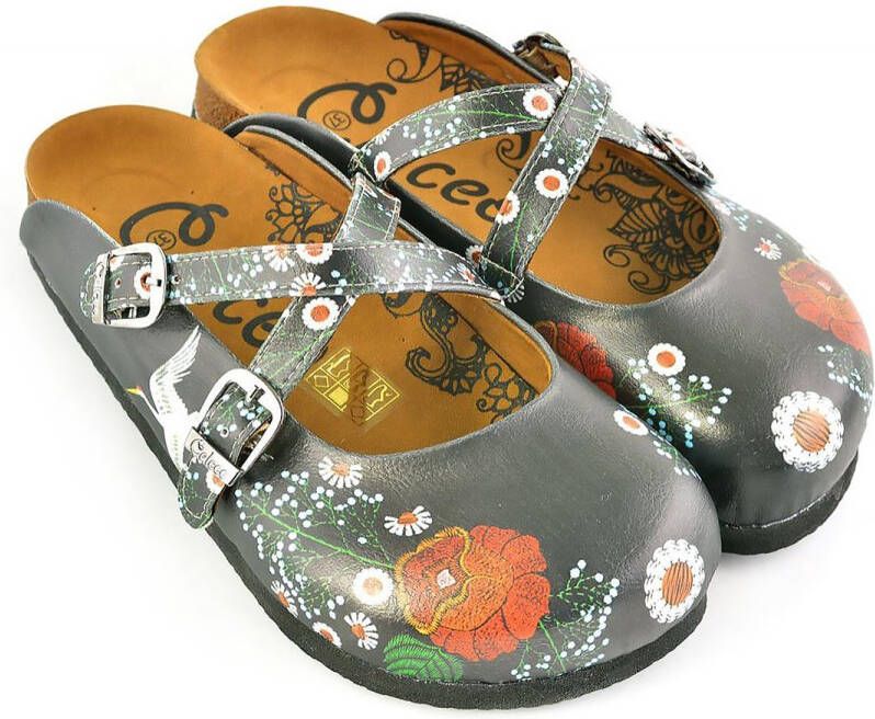GOBY Clogs met Bloemenprint Handgemaakt Premium Kwaliteit